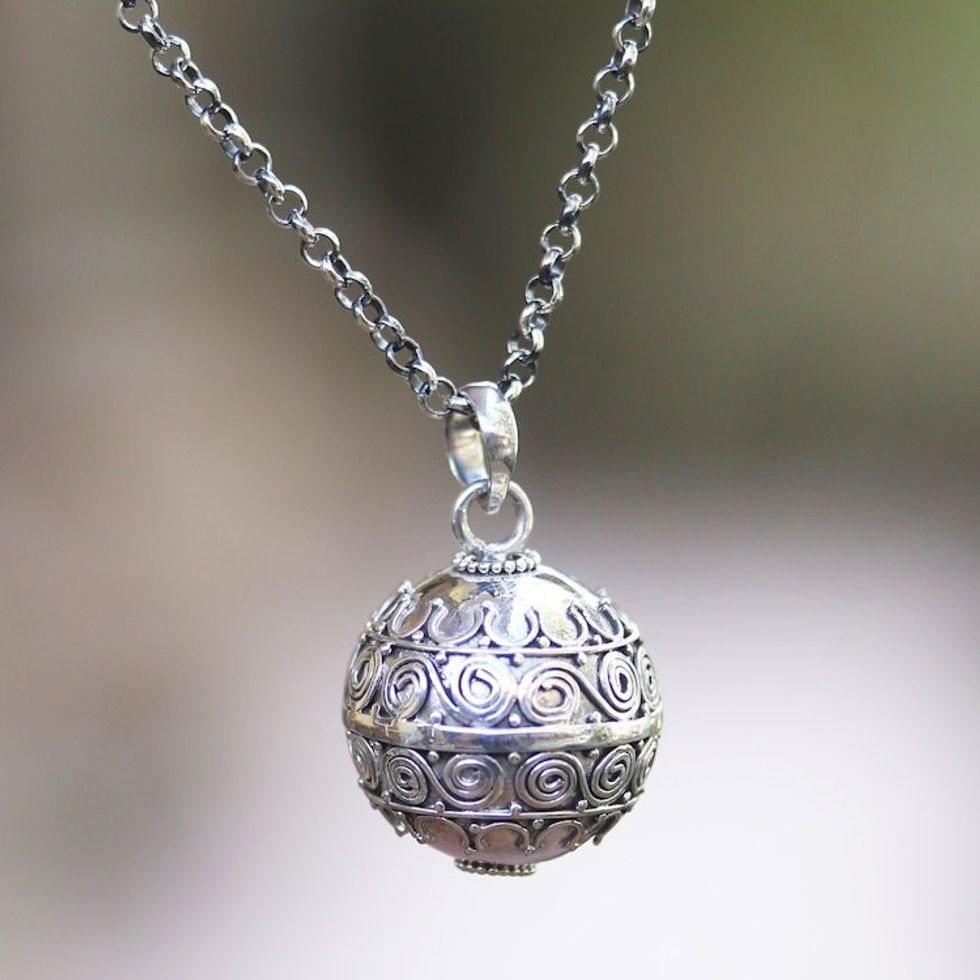 Silver Balinese Harmony Ball Necklace 'Sweet Breeze'