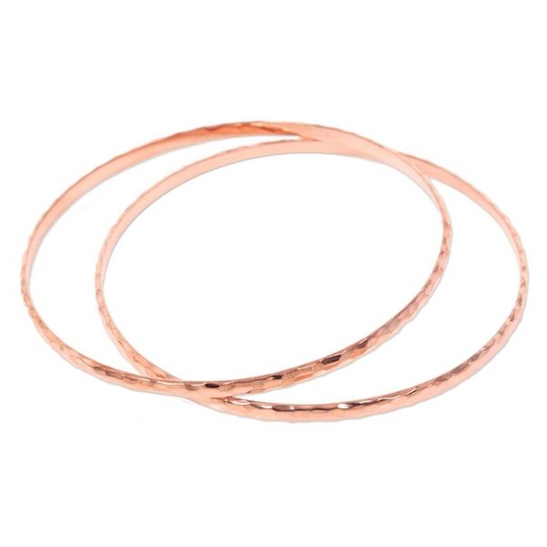 Alternate image for Womens Gold Plated Silver Bangle Bracelets from Bali Pair Rose Gold Mosaic