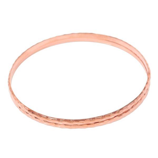 Alternate image for Womens Gold Plated Silver Bangle Bracelets from Bali Pair Rose Gold Mosaic