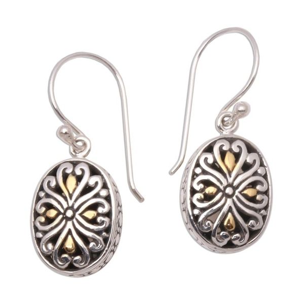 Alternate image for Oval Gold-Accented Sterling Silver Dangle Earrings from Bali Charming Vines