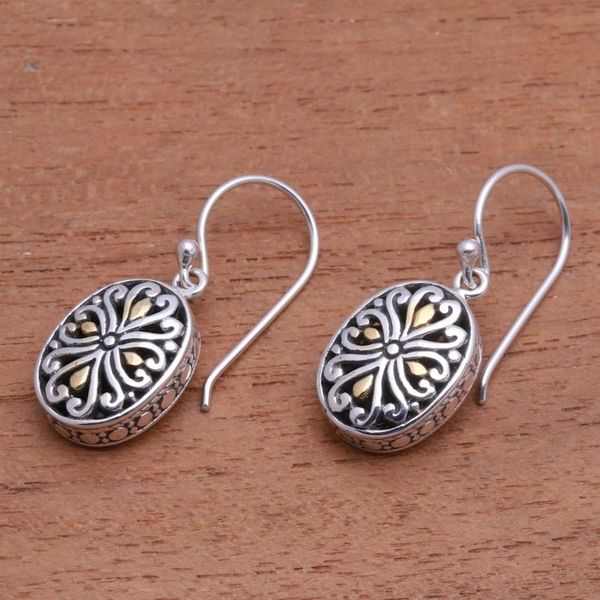 Alternate image for Oval Gold-Accented Sterling Silver Dangle Earrings from Bali Charming Vines