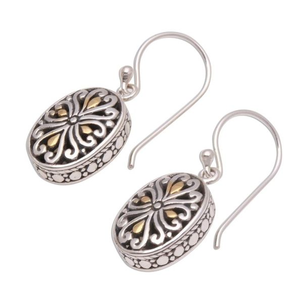 Alternate image for Oval Gold-Accented Sterling Silver Dangle Earrings from Bali Charming Vines