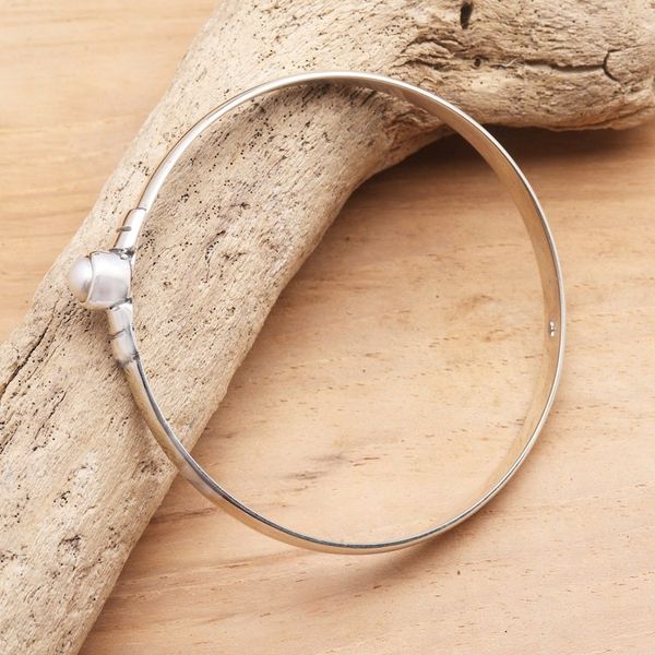 Alternate image for Cultured Pearl and Sterling Silver Bangle Bracelet On Point