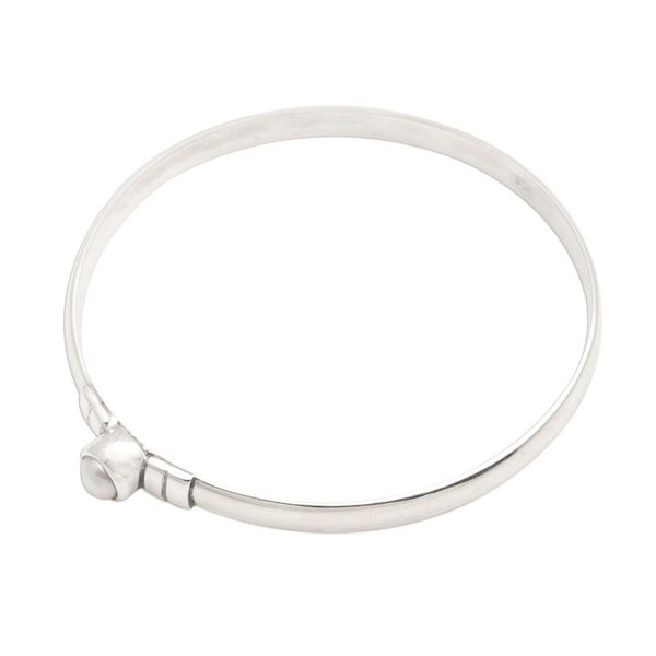 Alternate image for Cultured Pearl and Sterling Silver Bangle Bracelet On Point