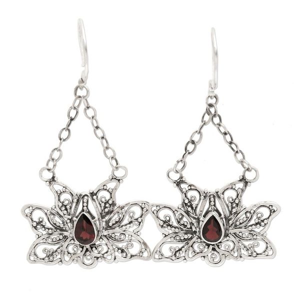 Alternate image for Garnet flower earrings Treasured Lotus