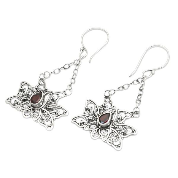 Alternate image for Garnet flower earrings Treasured Lotus