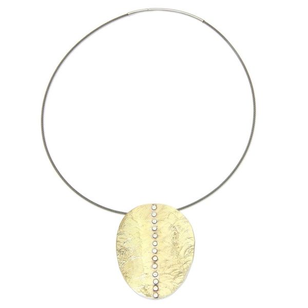 Alternate image for Artisan Crafted Modern Mixed Metal Pendant Necklace Sunset On Sea
