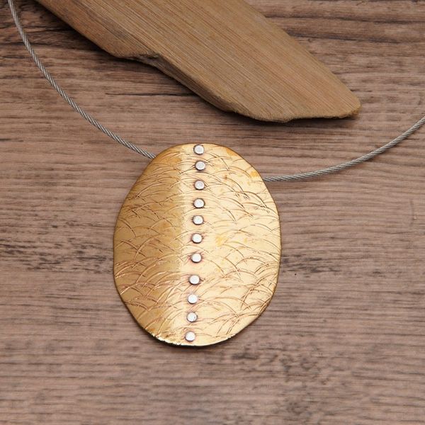 Alternate image for Artisan Crafted Modern Mixed Metal Pendant Necklace Sunset On Sea