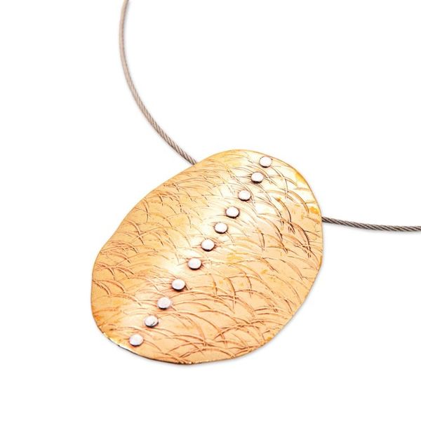 Alternate image for Artisan Crafted Modern Mixed Metal Pendant Necklace Sunset On Sea