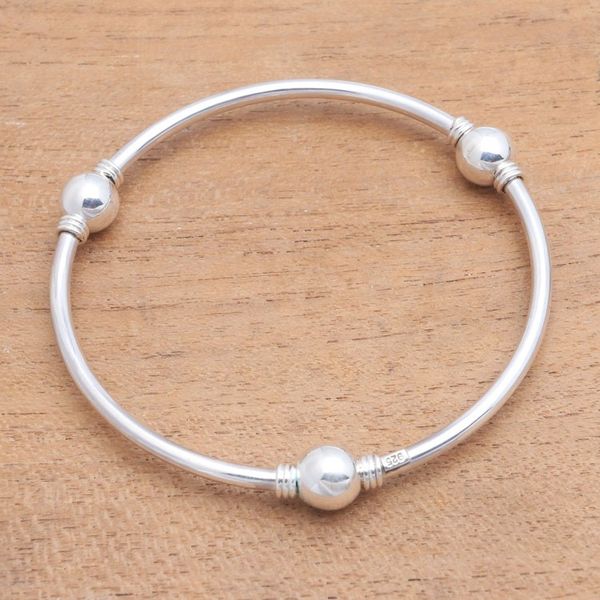 Alternate image for Orb Motif Sterling Silver Bangle Bracelet from Bali Round Trio