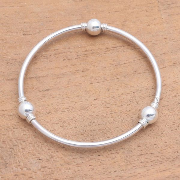 Alternate image for Orb Motif Sterling Silver Bangle Bracelet from Bali Round Trio