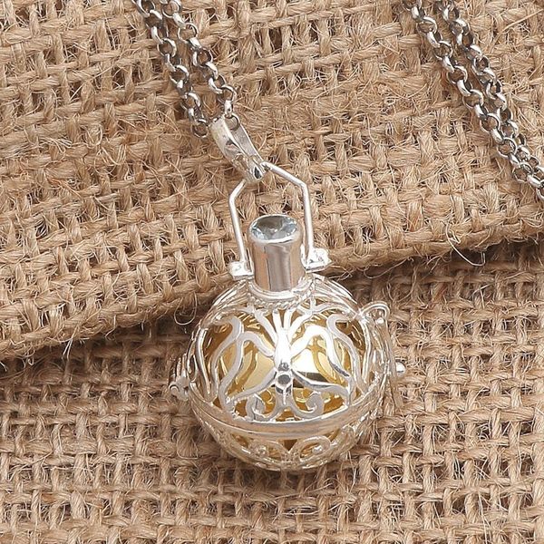 Alternate image for Silver and Brass Harmony Ball Necklace with Blue Topaz Sweet Chime