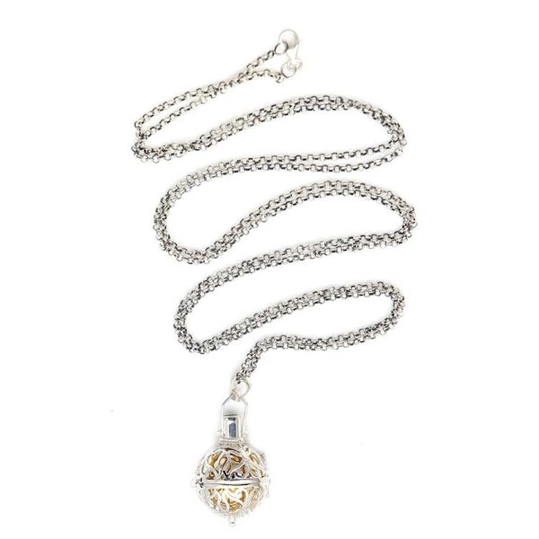 Alternate image for Silver and Brass Harmony Ball Necklace with Blue Topaz Sweet Chime