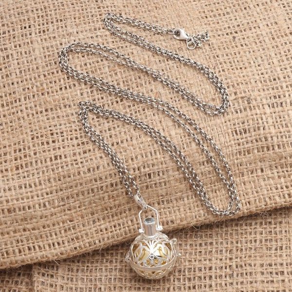 Alternate image for Silver and Brass Harmony Ball Necklace with Blue Topaz Sweet Chime