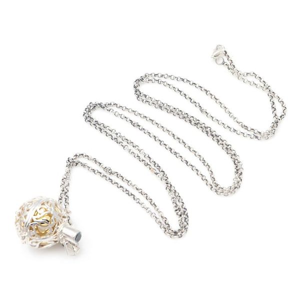 Alternate image for Silver and Brass Harmony Ball Necklace with Blue Topaz Sweet Chime
