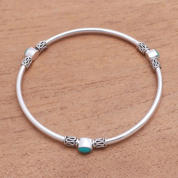 Alternate image for Natural Turquoise Bangle Bracelet from Bali Harmony of Three