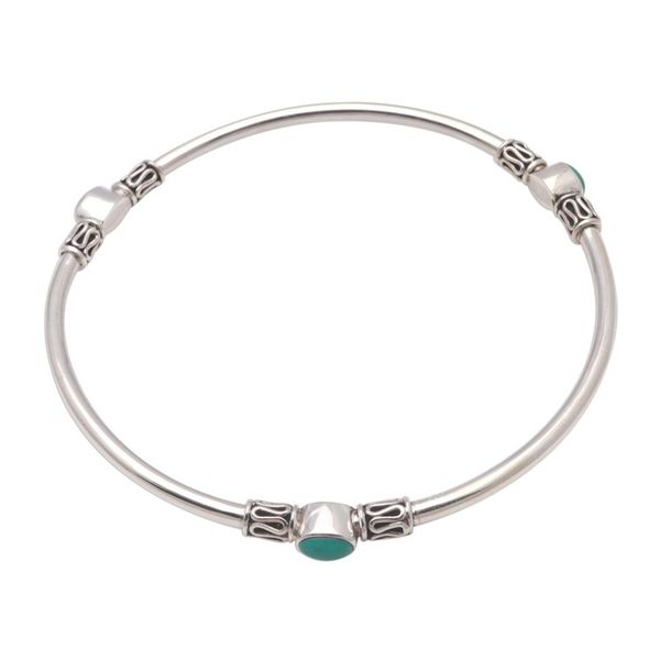 Alternate image for Natural Turquoise Bangle Bracelet from Bali Harmony of Three