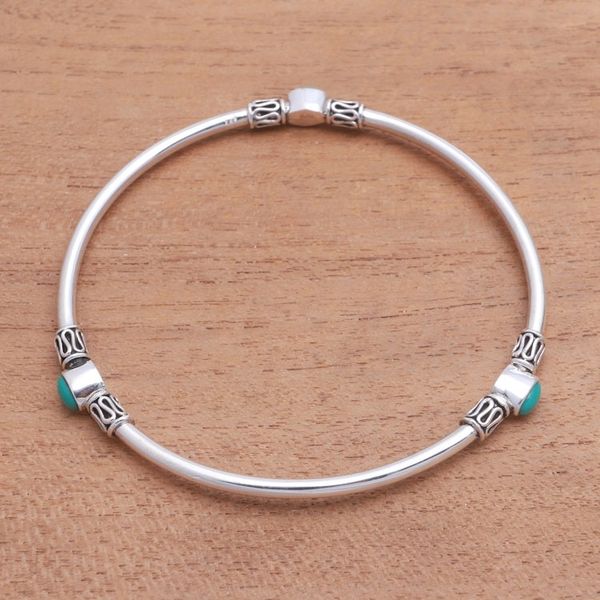 Alternate image for Natural Turquoise Bangle Bracelet from Bali Harmony of Three