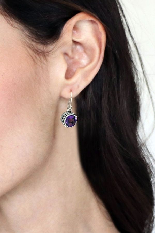 Alternate image for Handcrafted Amethyst and Sterling Silver Dangle Earrings Sparkling Haven