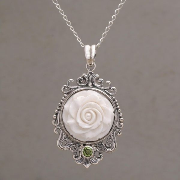 Alternate image for Rose Pendant Necklace Accented with Peridot Dreamy Rose