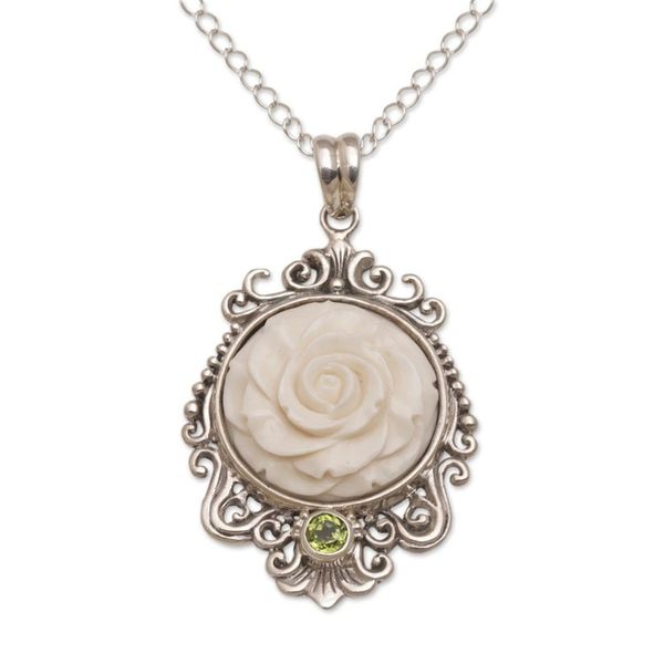 Alternate image for Rose Pendant Necklace Accented with Peridot Dreamy Rose