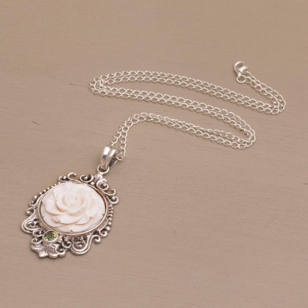 Alternate image for Rose Pendant Necklace Accented with Peridot Dreamy Rose