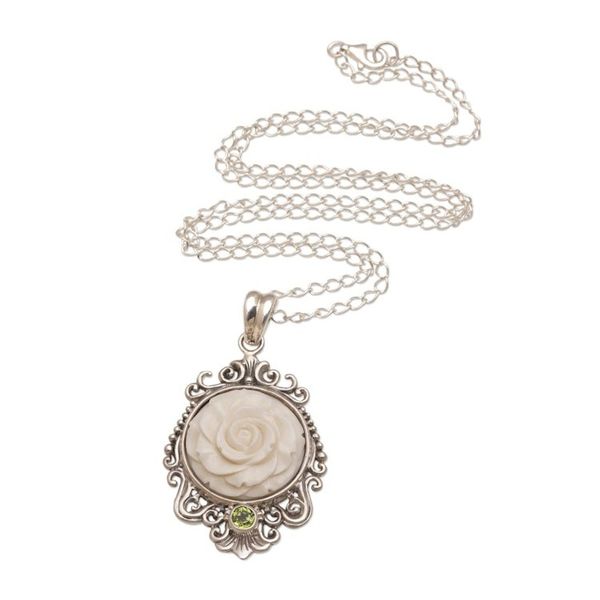 Alternate image for Rose Pendant Necklace Accented with Peridot Dreamy Rose