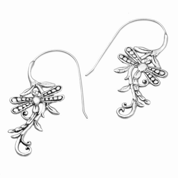 Alternate image for Indonesian Handmade Sterling Silver Dragonfly Drop Earrings Dragonfly Allure
