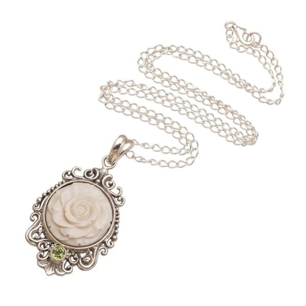 Alternate image for Rose Pendant Necklace Accented with Peridot Dreamy Rose