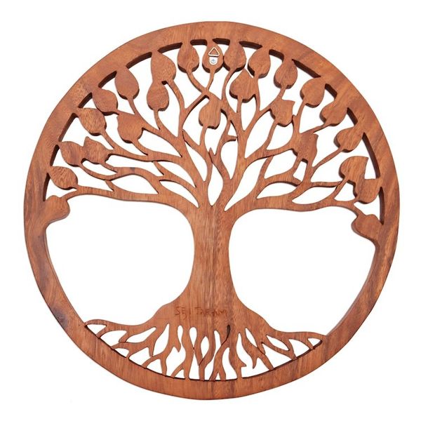 Alternate image for Tree-Themed Suar Wood Relief Panel from Bali Magical Leaves