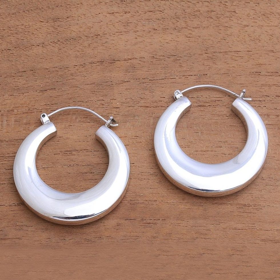 Sterling Silver Hoop Earrings Crafted in Bali 'Bold Glamour'
