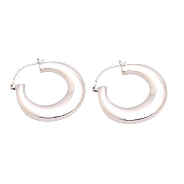Alternate image for Sterling Silver Hoop Earrings Crafted in Bali Bold Glamour