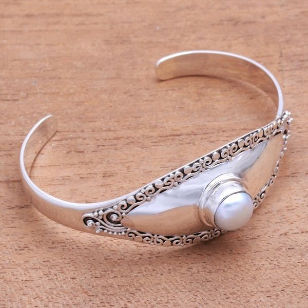 Alternate image for Cultured Pearl Cuff Bracelet Crafted in Bali Moonlight Shield