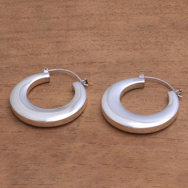 Alternate image for Sterling Silver Hoop Earrings Crafted in Bali Bold Glamour