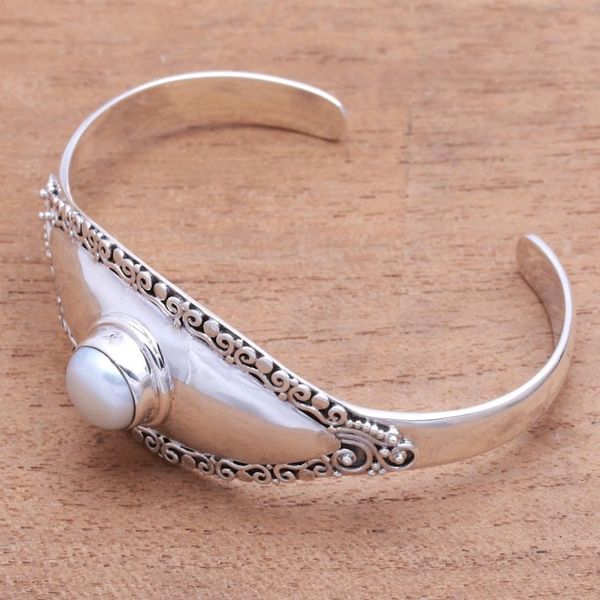 Alternate image for Cultured Pearl Cuff Bracelet Crafted in Bali Moonlight Shield
