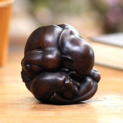 Alternate image for Wood Sculpture of Javanese Yogi Man Orang Malu