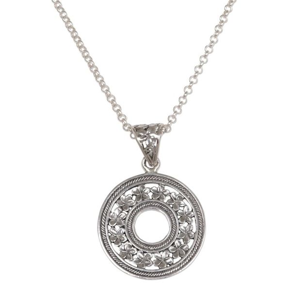 Alternate image for Hand Made Circle Sterling Silver Pendant Necklace Indonesia Jepun Coin