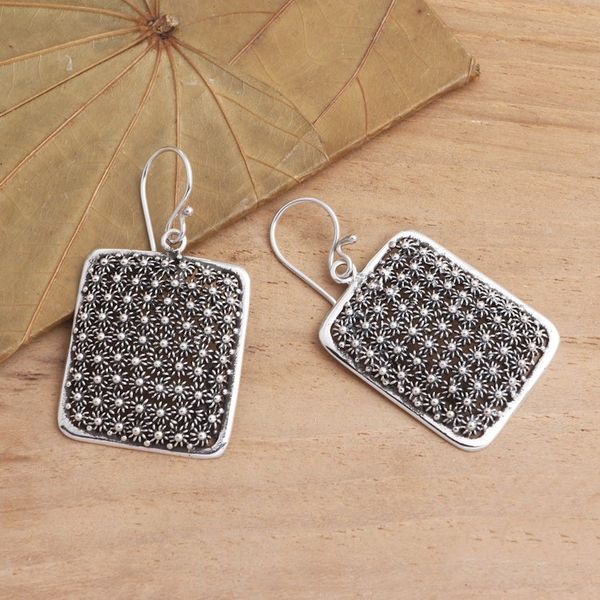 Alternate image for Hand Crafted 925 Sterling Silver Dangle Earrings Sparkle Lights