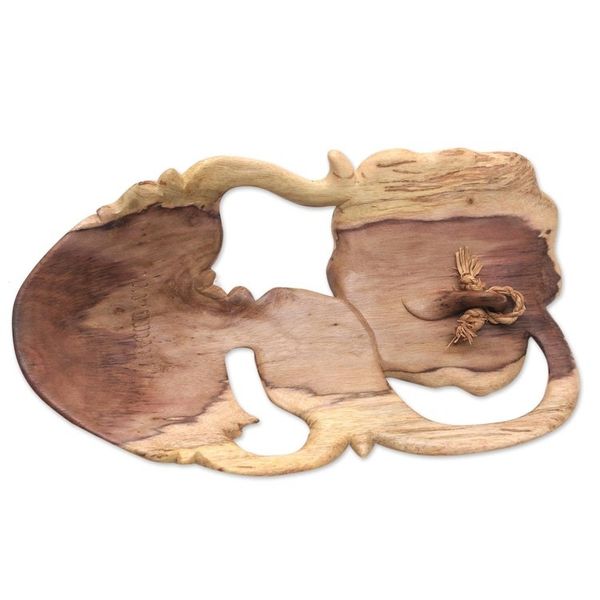 Alternate image for Nature-Themed Hibiscus Wood Mask from Indonesia One with Nature