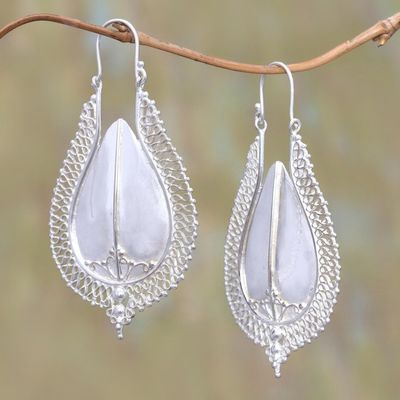 Alternate image for Gleaming Sterling Silver Plated Drop Earrings from Bali Suku Shield