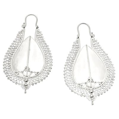 Alternate image for Gleaming Sterling Silver Plated Drop Earrings from Bali Suku Shield
