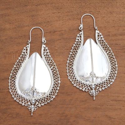 Alternate image for Gleaming Sterling Silver Plated Drop Earrings from Bali Suku Shield