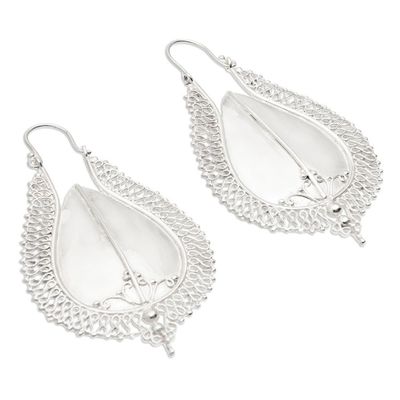 Alternate image for Gleaming Sterling Silver Plated Drop Earrings from Bali Suku Shield