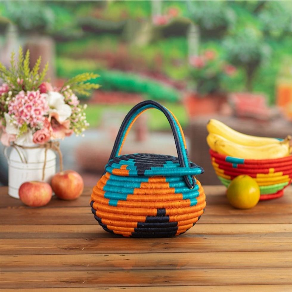 Guacamayas Natural Fiber Covered Basket from Colombia 'Monserrate '