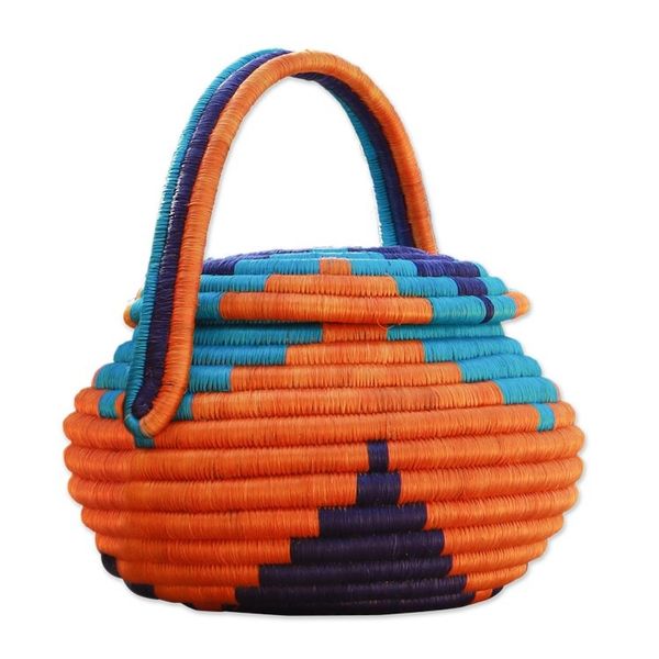Alternate image for Guacamayas Natural Fiber Covered Basket from Colombia Monserrate