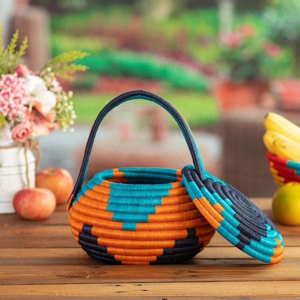 Alternate image for Guacamayas Natural Fiber Covered Basket from Colombia Monserrate