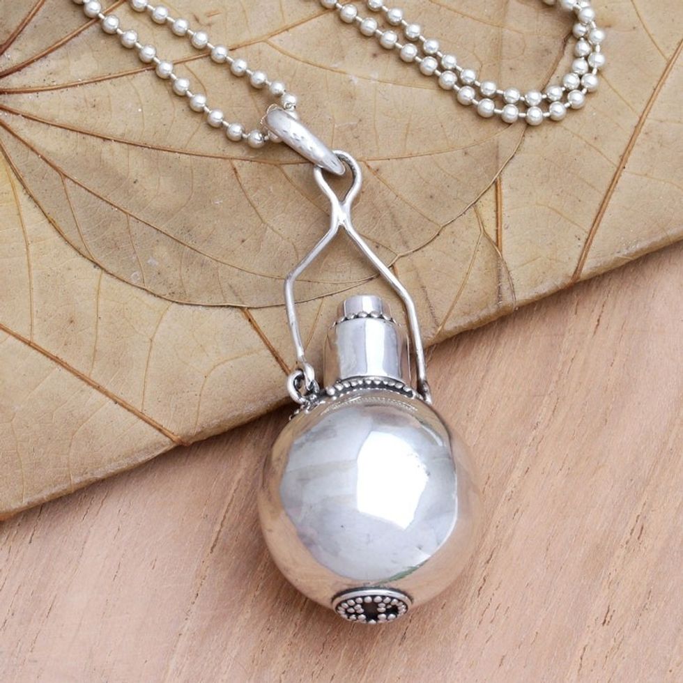 Cubic Zirconia and Sterling Silver Locket Necklace 'Snowball Surprise'