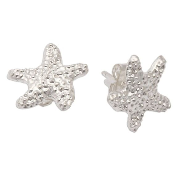 Alternate image for Textured Sterling Silver Starfish Stud Earrings from Bali Starfish Splendor