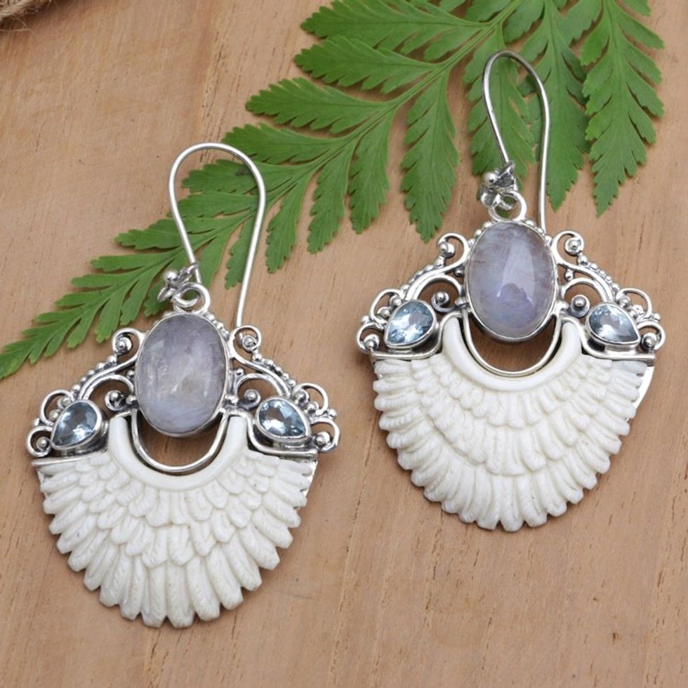 Sterling Silver Chandelier Earrings in a Combination Finish 'Winged Harmony'