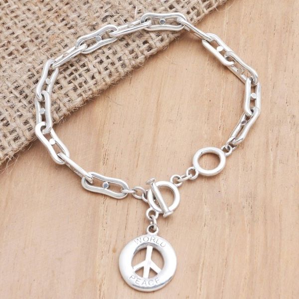 Alternate image for Sterling Silver Peace Sign Charm Bracelet Peace Everywhere